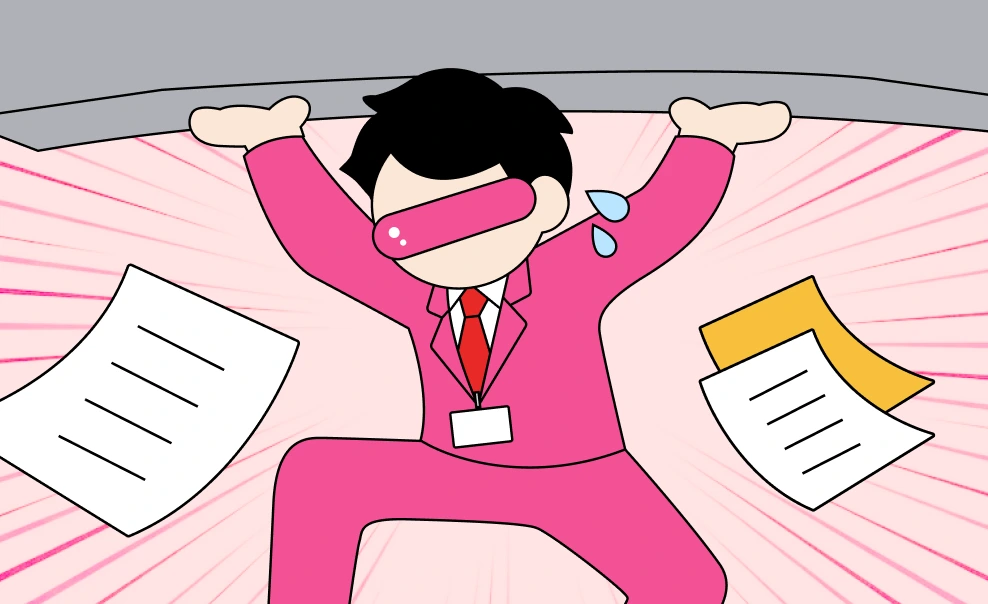 天井を支えるビジネスパーソンのイラスト